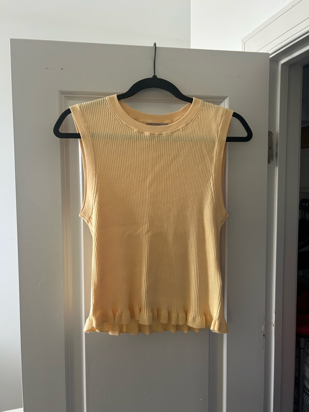 Like New J.Crew Yellow Knit Top with Ruffle Detail, size M